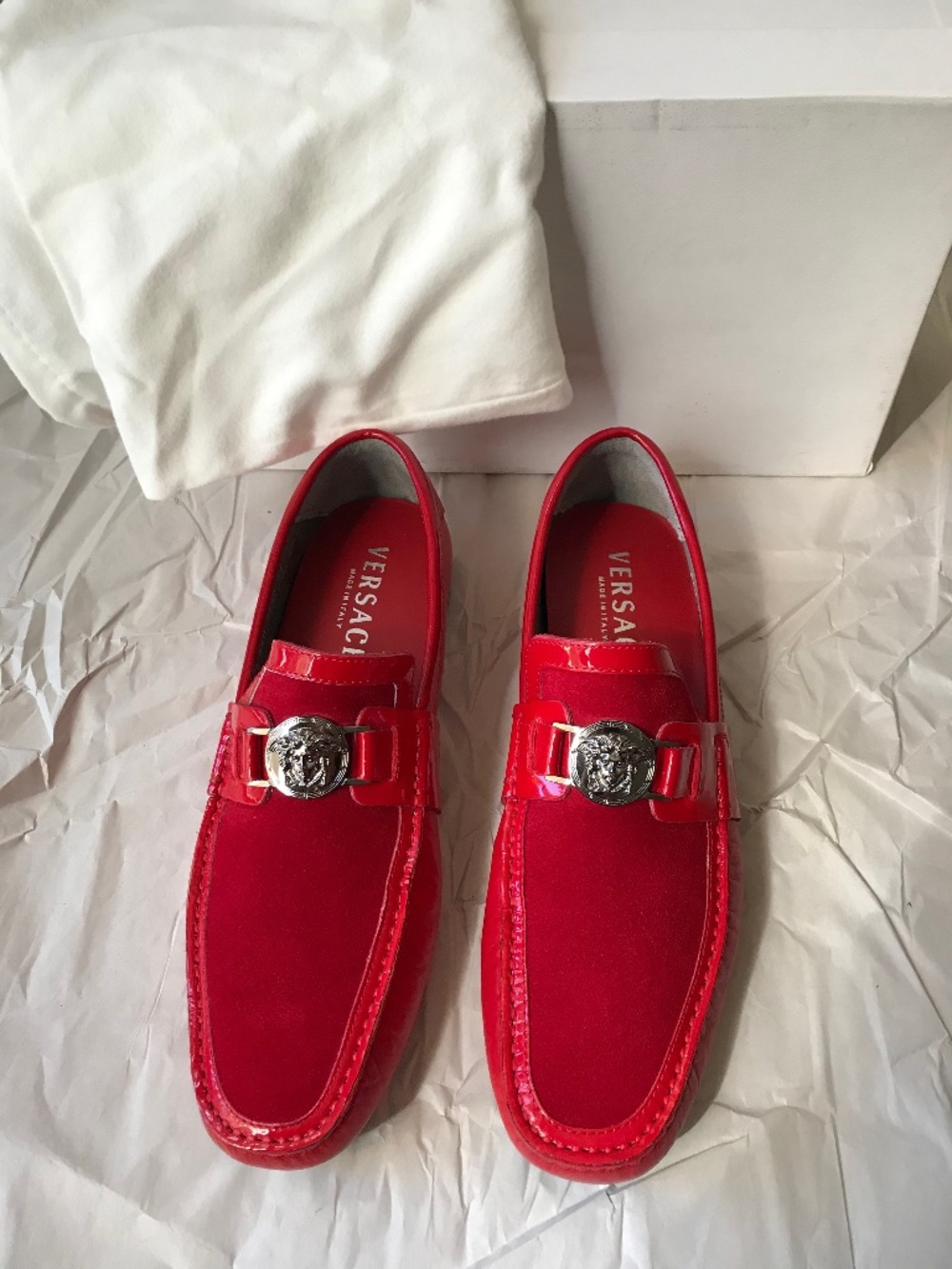 Brand New Versace Loafers, Size 8 to 8.5, made in Italy, Runway loafers